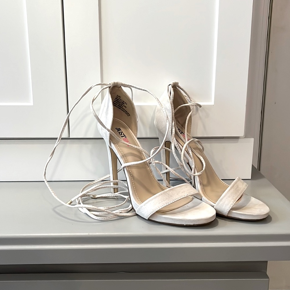 Nude suede heels